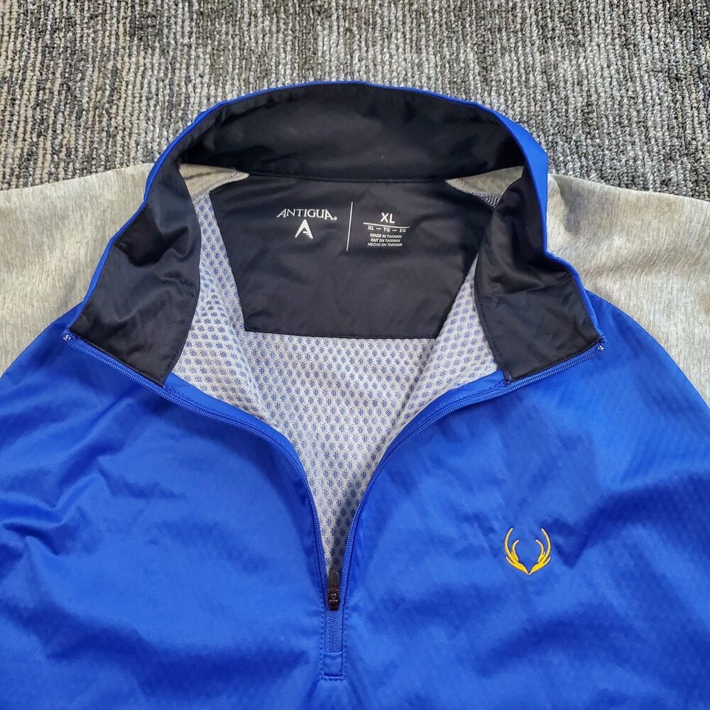 Antigua Windbreaker Golf Pullover Trainer Jacket 1/4 Zip Mens XL Blue Athletic